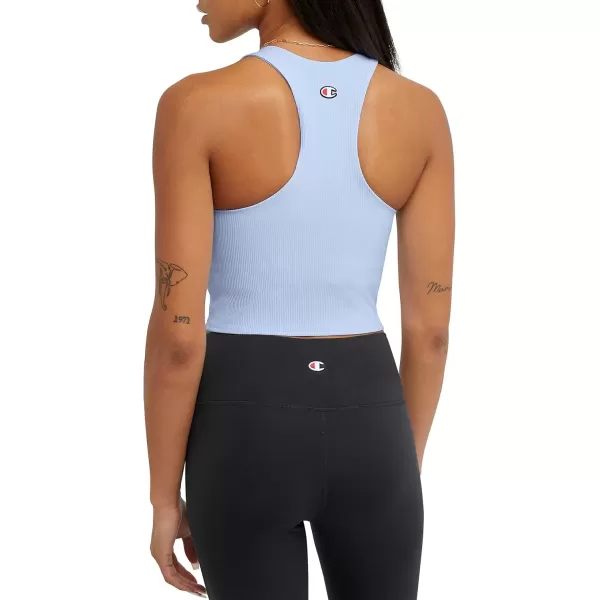 imageChampion WomenS Crop Top Soft Touch Moisture Wicking Ribbed Cropped Top For WomenCiel Blue Ribbed