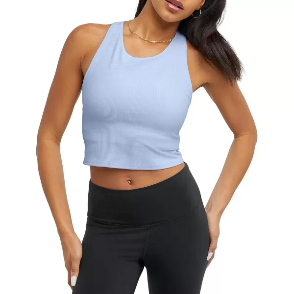 imageChampion WomenS Crop Top Soft Touch Moisture Wicking Ribbed Cropped Top For WomenCiel Blue Ribbed