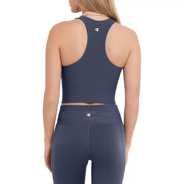 imageChampion WomenS Crop Top Soft Touch Moisture Wicking Ribbed Cropped Top For WomenClassic Sky Blue Ribbed