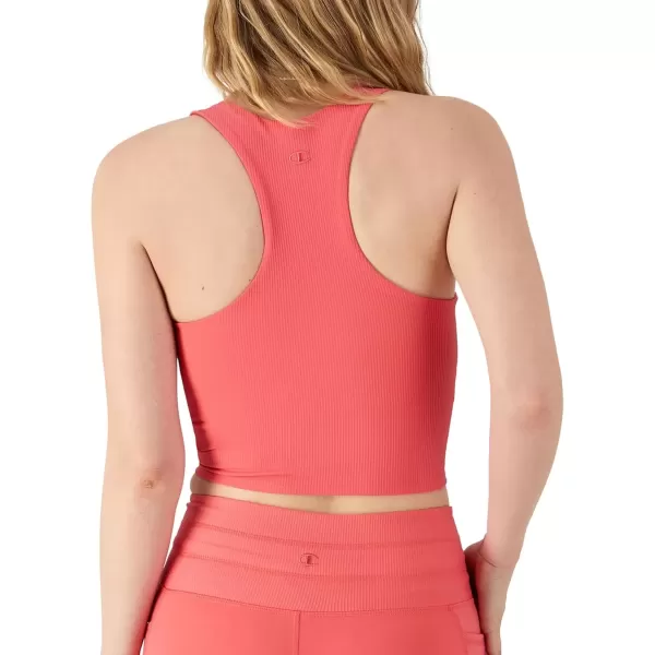 imageChampion WomenS Crop Top Soft Touch Moisture Wicking Ribbed Cropped Top For WomenHigh Tide Coral Ribbed