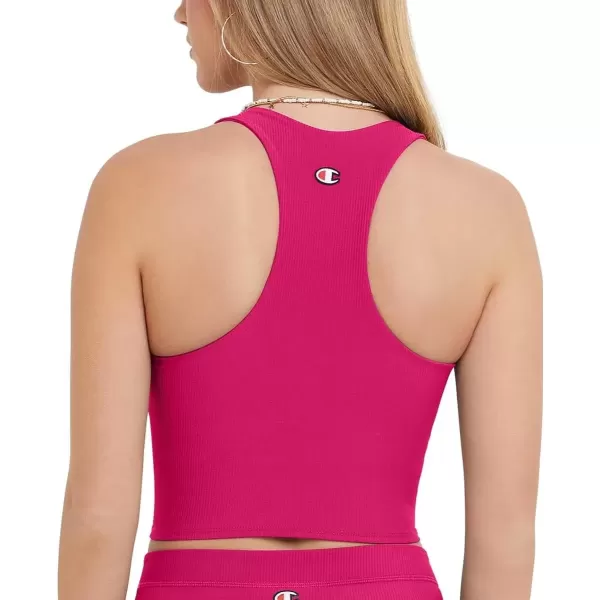 imageChampion WomenS Crop Top Soft Touch Moisture Wicking Ribbed Cropped Top For WomenStrawberry Rouge Ribbed