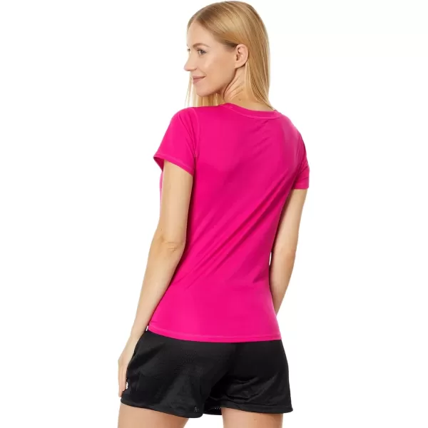 imageChampion WomenS Tshirt Classic Sport MoistureWicking Tshirt Athletic Top For Women Plus Size AvailableFantastic Fuchsia Reflective C Logo