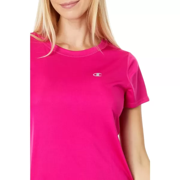 imageChampion WomenS Tshirt Classic Sport MoistureWicking Tshirt Athletic Top For Women Plus Size AvailableFantastic Fuchsia Reflective C Logo