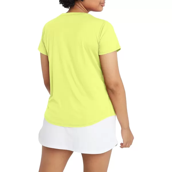 imageChampion WomenS Tshirt Classic Sport MoistureWicking Tshirt Athletic Top For Women Plus Size AvailableFrozen Lime Reflective C Logo