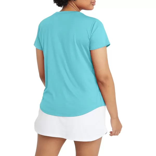 imageChampion WomenS Tshirt Classic Sport MoistureWicking Tshirt Athletic Top For Women Plus Size AvailableLight Sky Blue Reflective C Logo