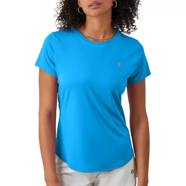 imageChampion WomenS Tshirt Classic Sport MoistureWicking Tshirt Athletic Top For Women Plus Size AvailableNew Palatinate Blue Reflective C Logo