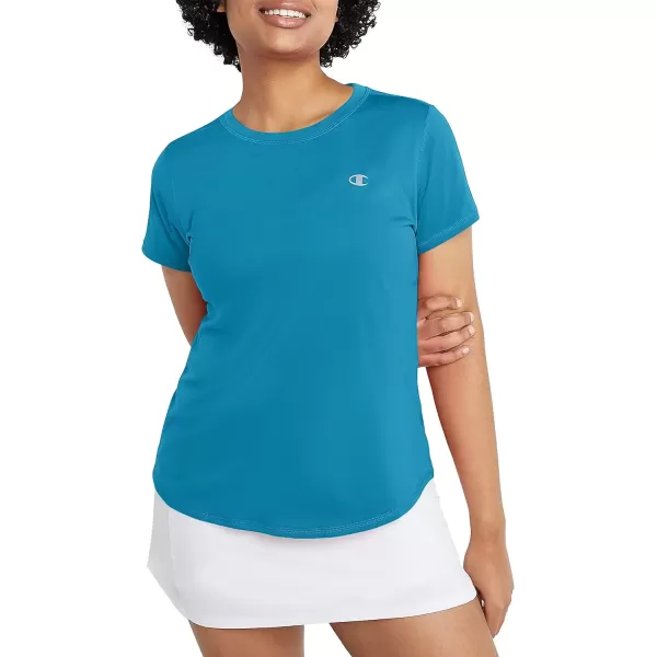 imageChampion WomenS Tshirt Classic Sport MoistureWicking Tshirt Athletic Top For Women Plus Size AvailableRockin Teal Reflective C Logo