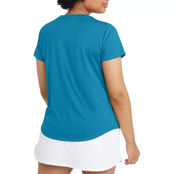 imageChampion WomenS Tshirt Classic Sport MoistureWicking Tshirt Athletic Top For Women Plus Size AvailableRockin Teal Reflective C Logo