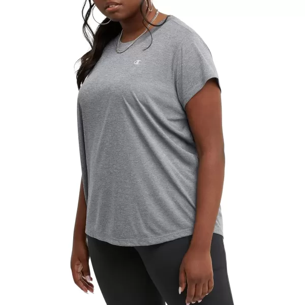 imageChampion WomenS Tshirt Classic Sport MoistureWicking Tshirt Athletic Top For Women Plus Size AvailableTinted Carbon Grey Heather C Logo