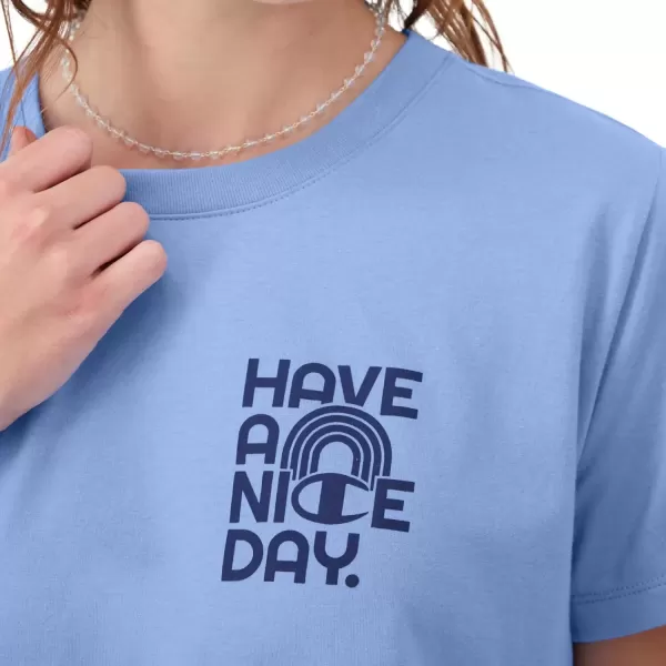 imageChampion WomenS Tshirt Tailgate Tshirt Comfortable Lightweight Graphic TShirt For WomenPlaster Blue Have a Nice Day