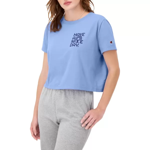imageChampion WomenS Tshirt Tailgate Tshirt Comfortable Lightweight Graphic TShirt For WomenPlaster Blue Have a Nice Day