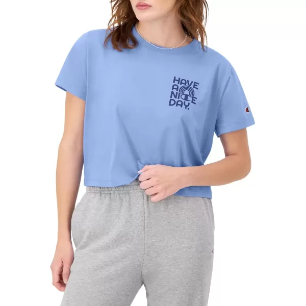 imageChampion WomenS Tshirt Tailgate Tshirt Comfortable Lightweight Graphic TShirt For WomenPlaster Blue Have a Nice Day