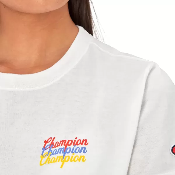 imageChampion WomenS Tshirt Tailgate Tshirt Comfortable Lightweight Graphic TShirt For WomenWhite Cursive Script