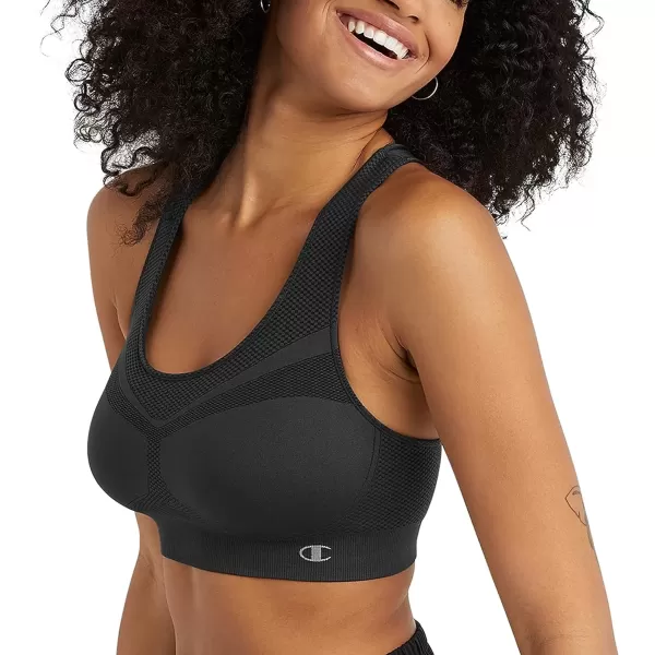 imageChampion Womens Sports Bra Infinity Racerback Moderate Support Seamless Sports Bra for WomenBlack