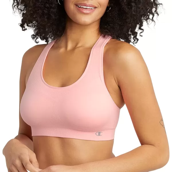 imageChampion Womens Sports Bra Infinity Racerback Moderate Support Seamless Sports Bra for WomenPink Bow