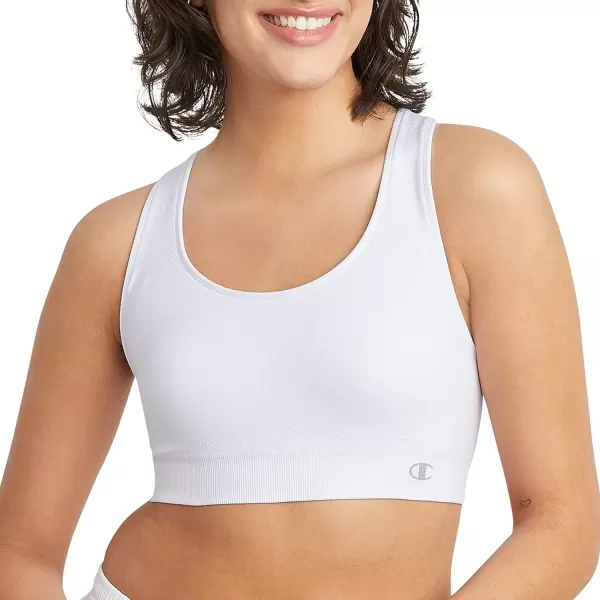 imageChampion Womens Sports Bra Infinity Racerback Moderate Support Seamless Sports Bra for WomenWhite