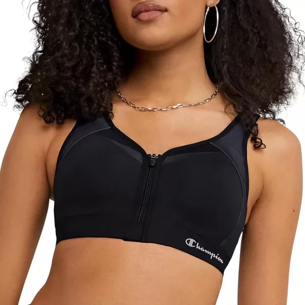 imageChampion Womens Sports Bra Motion Control Zip Highimpact Sports Bra Wirefree Bra for WomenBlack