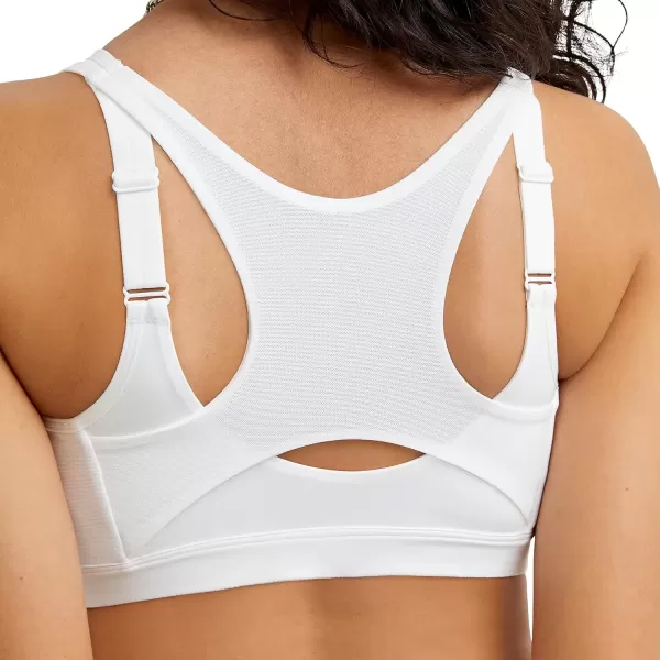imageChampion Womens Sports Bra Motion Control Zip Highimpact Sports Bra Wirefree Bra for WomenWhite