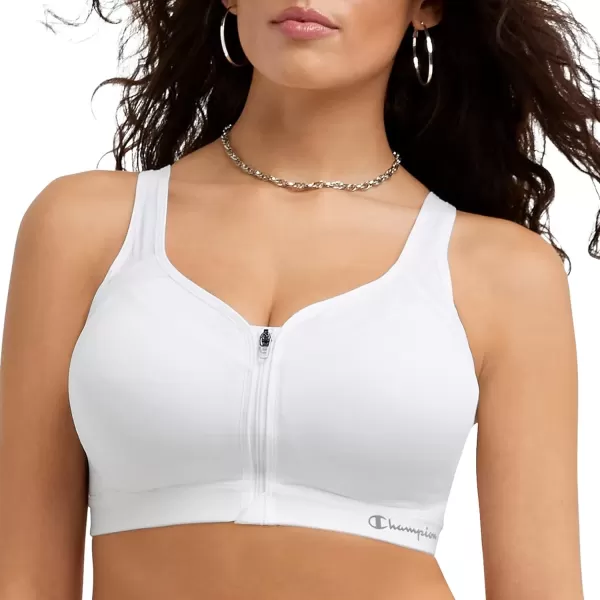 imageChampion Womens Sports Bra Motion Control Zip Highimpact Sports Bra Wirefree Bra for WomenWhite