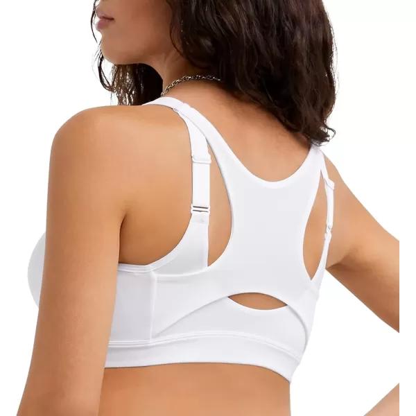 imageChampion Womens Sports Bra Motion Control Zip Highimpact Sports Bra Wirefree Bra for WomenWhite