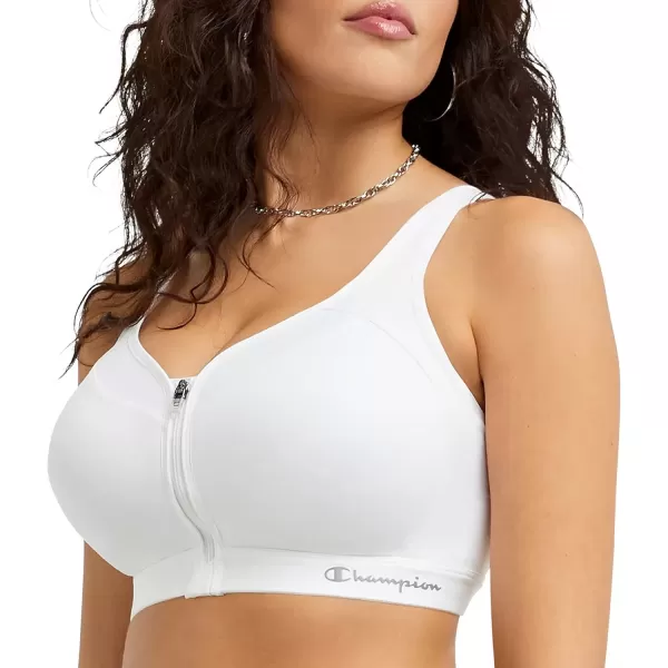 imageChampion Womens Sports Bra Motion Control Zip Highimpact Sports Bra Wirefree Bra for WomenWhite