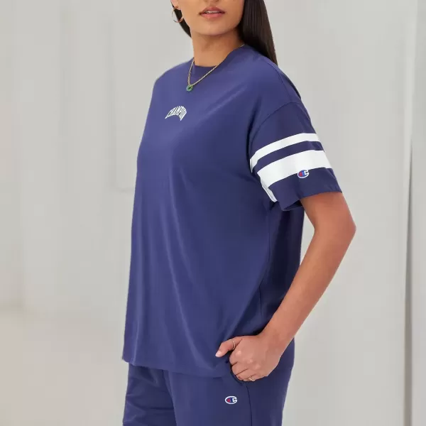 imageChampion Womens Tshirt Classic Oversized Tshirt Soft and Comfortable Tee Shirt For WomenBlown Glass Blue Stripe Arched Champion