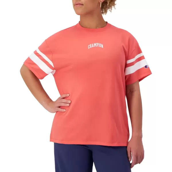 imageChampion Womens Tshirt Classic Oversized Tshirt Soft and Comfortable Tee Shirt For WomenHigh Tide Coral Stripe Arched Champion