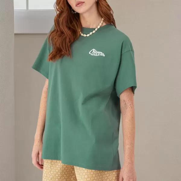 imageChampion Womens Tshirt Classic Oversized Tshirt Soft and Comfortable Tee Shirt For WomenNurture Green Pendant