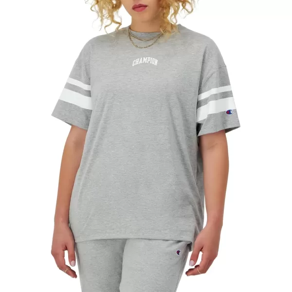 imageChampion Womens Tshirt Classic Oversized Tshirt Soft and Comfortable Tee Shirt For WomenOxford Gray Stripe Arched Champion