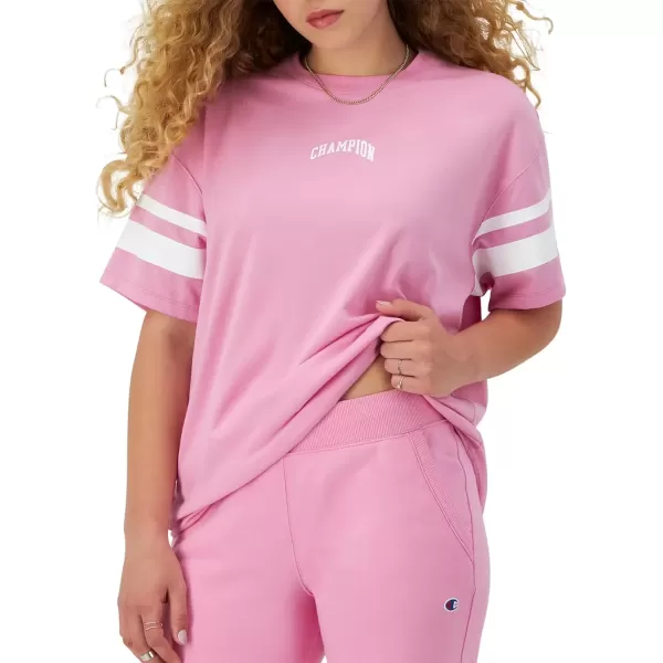 imageChampion Womens Tshirt Classic Oversized Tshirt Soft and Comfortable Tee Shirt For WomenSpirited Pink Stripe Arched Champion