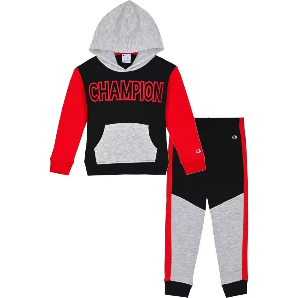 imageChampion Boys Hoodie and Jogger Set for Kids 2 Piece Athletic Sweatsuit SetsBlackredgray
