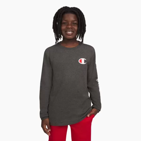 imageChampion Boys Long Sleeve Tee Shirt Kids TopsSignature Charcoal Heather