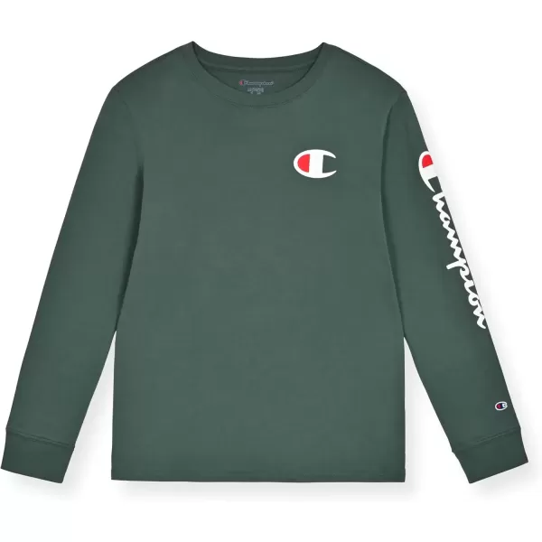 imageChampion Boys Long Sleeve Tee Shirt Kids TopsSignature Dark Forest Green