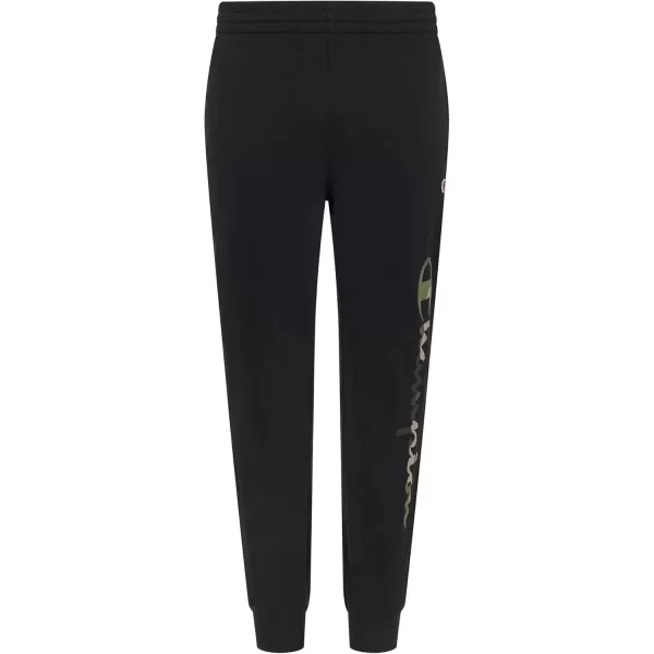 imageChampion Boys Sweatpant Heritage Collection Slim Fit Brushed Fleece Boys Joggers for KidsBlack Camo Script