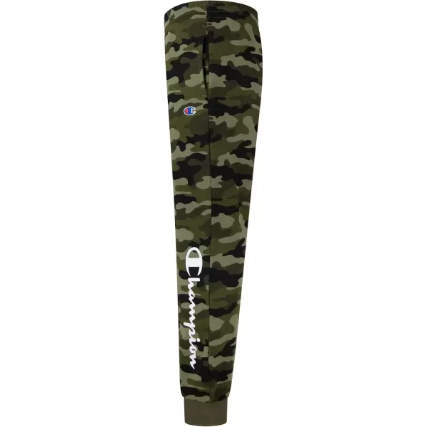 imageChampion Boys Sweatpant Heritage Collection Slim Fit Brushed Fleece Boys Joggers for KidsCargo Olive Script Camo