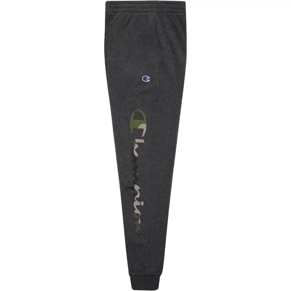 imageChampion Boys Sweatpant Heritage Collection Slim Fit Brushed Fleece Boys Joggers for KidsGranite Heather Camo Script