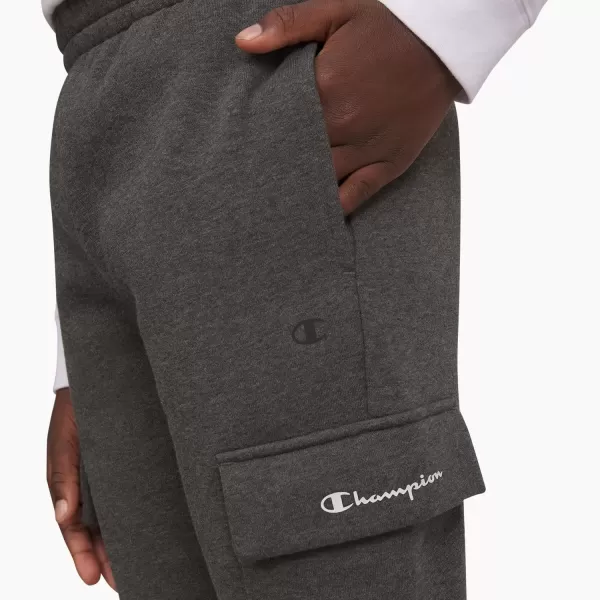 imageChampion Boys Sweatpant with Cargo Pockets Brushed Fleece Boys Cargo Joggers for KidsCargo Charcoal Heather