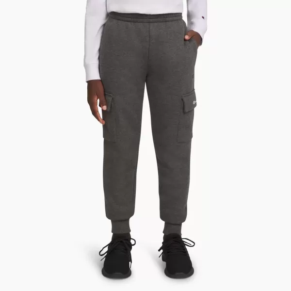 imageChampion Boys Sweatpant with Cargo Pockets Brushed Fleece Boys Cargo Joggers for KidsCargo Charcoal Heather