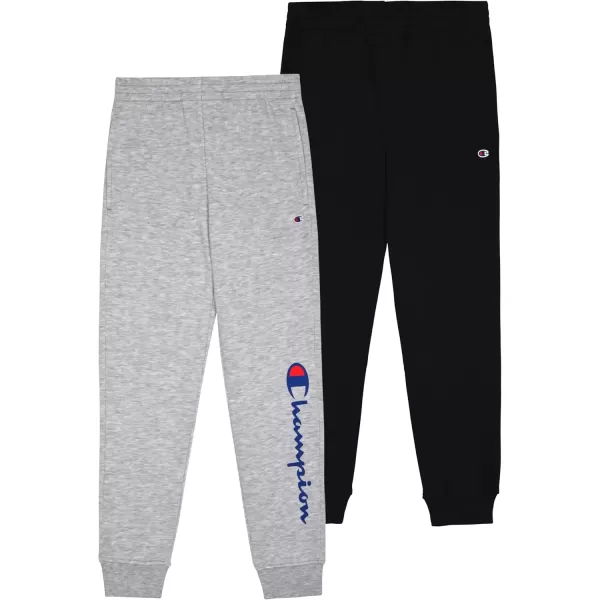 imageChampion Boys Sweatpants for Kids 2 Pack Athletic Boys Jogger PantsGrey Heatherblack