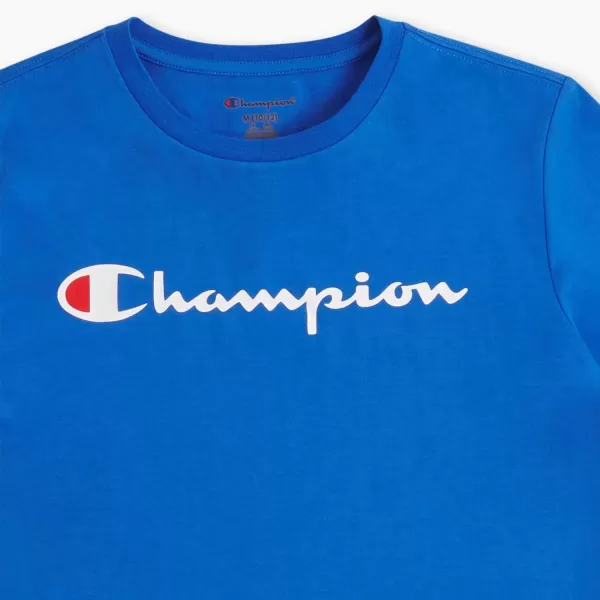 imageChampion Boys Tee Shirt Short Sleeve Logo TShirt for KidsCrash Blue