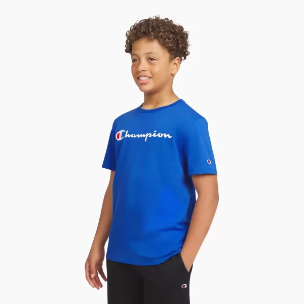 imageChampion Boys Tee Shirt Short Sleeve Logo TShirt for KidsCrash Blue
