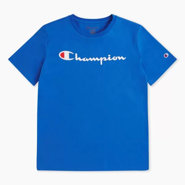 imageChampion Boys Tee Shirt Short Sleeve Logo TShirt for KidsCrash Blue