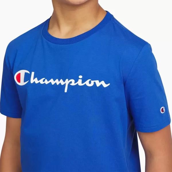 imageChampion Boys Tee Shirt Short Sleeve Logo TShirt for KidsCrash Blue