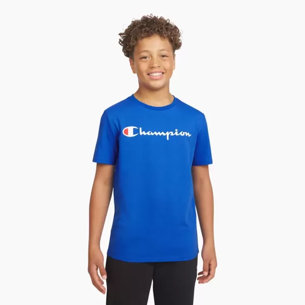 imageChampion Boys Tee Shirt Short Sleeve Logo TShirt for KidsCrash Blue
