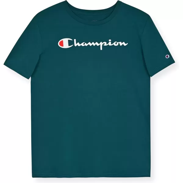 imageChampion Boys Tee Shirt Short Sleeve Logo TShirt for KidsDark Teal