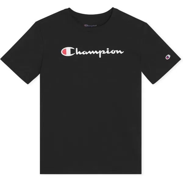 imageChampion Boys Tee Shirt Short Sleeve Logo TShirt for KidsSignature Black