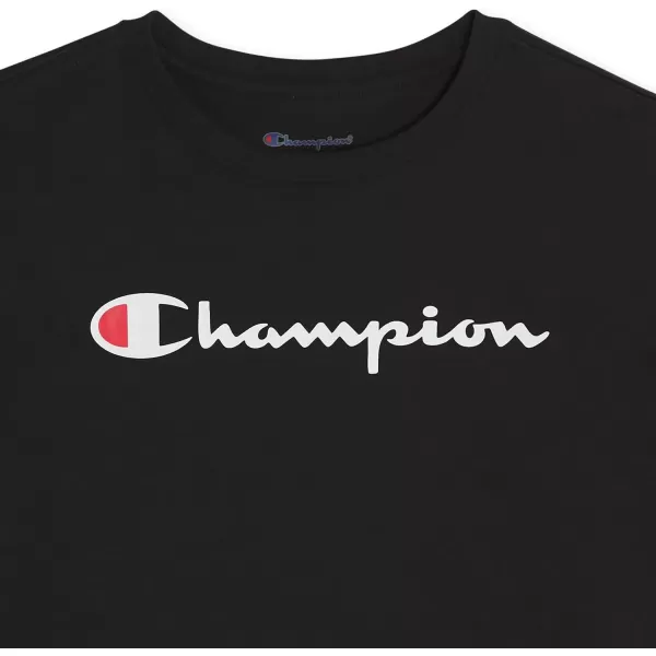 imageChampion Boys Tee Shirt Short Sleeve Logo TShirt for KidsSignature Black
