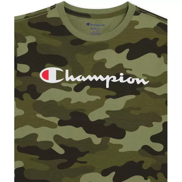 imageChampion Boys Tee Shirt Short Sleeve Logo TShirt for KidsSignature Camoflauge