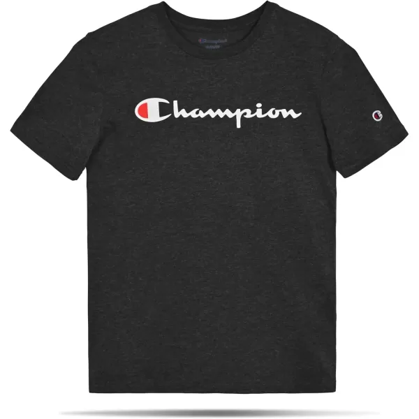 imageChampion Boys Tee Shirt Short Sleeve Logo TShirt for KidsSignature Charcoal Heather