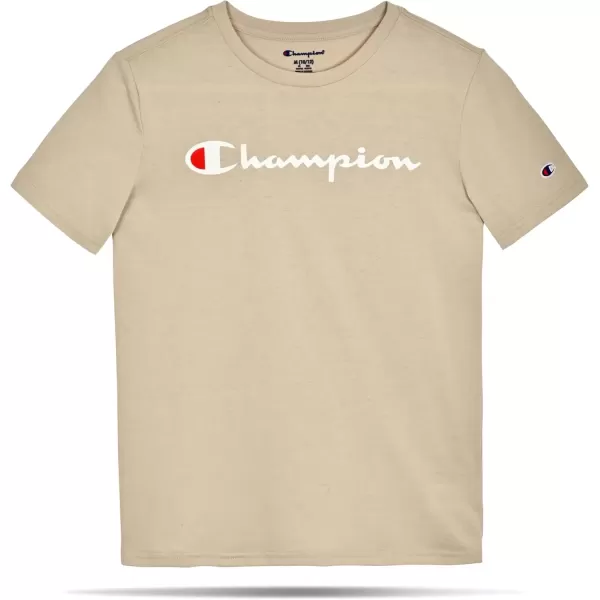 imageChampion Boys Tee Shirt Short Sleeve Logo TShirt for KidsSignature Khaki